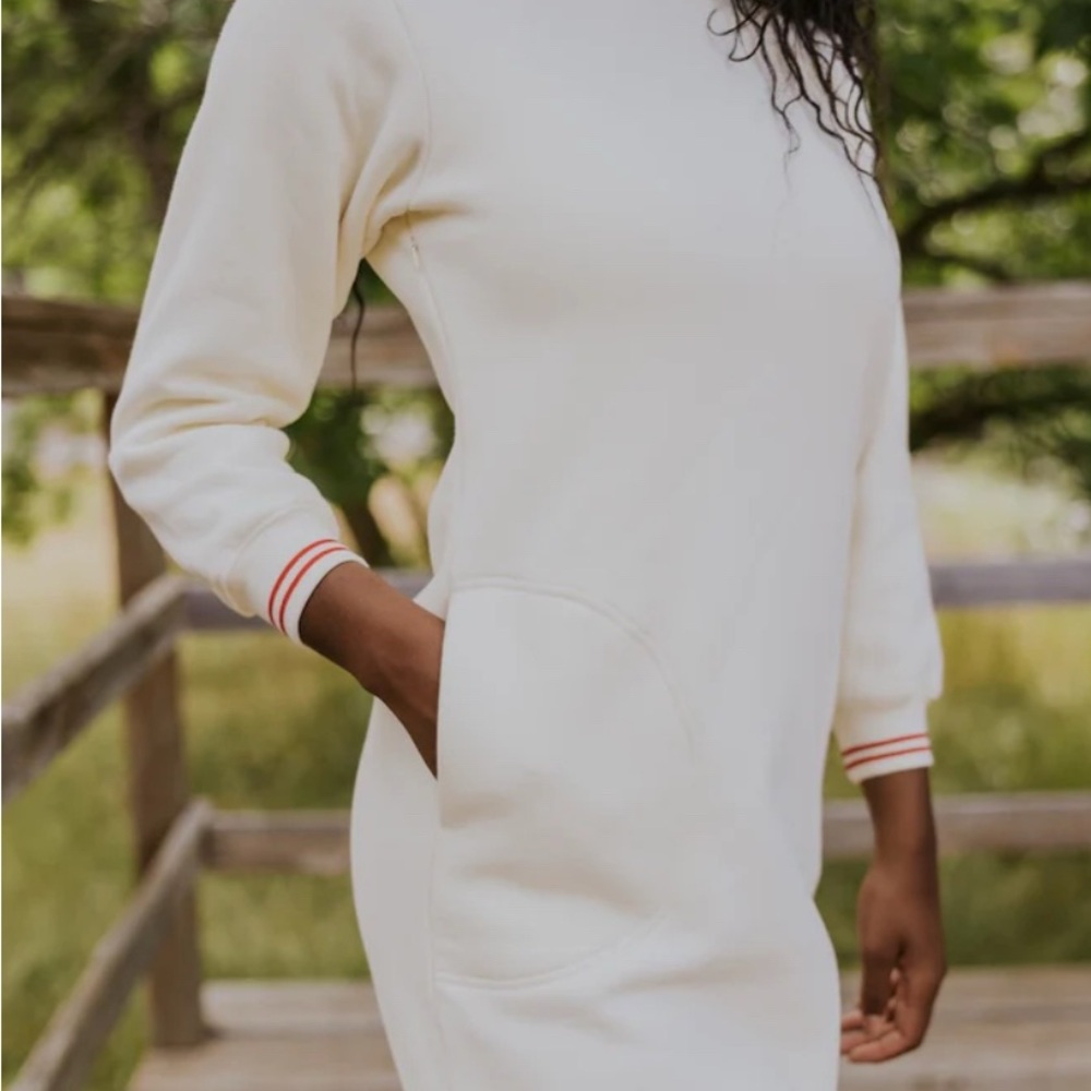 Roolee Cream Mock Neck Raglan Sleeve Dress
